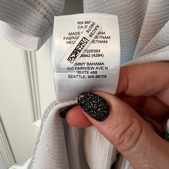 Tommy Bahama Mens Ivory/Lt Gray mini stripe Polo Short Sleeve Shirt Size XXL - Picture 5 of 6